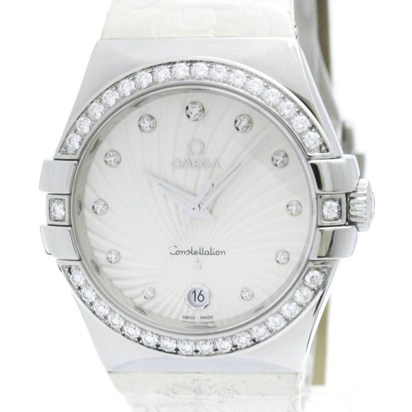 OMEGA Constellation Quarzuhr aus Stahl mit Diamanten und Perlmutt-Zifferblatt 123.18.35.60.52.001, poliert