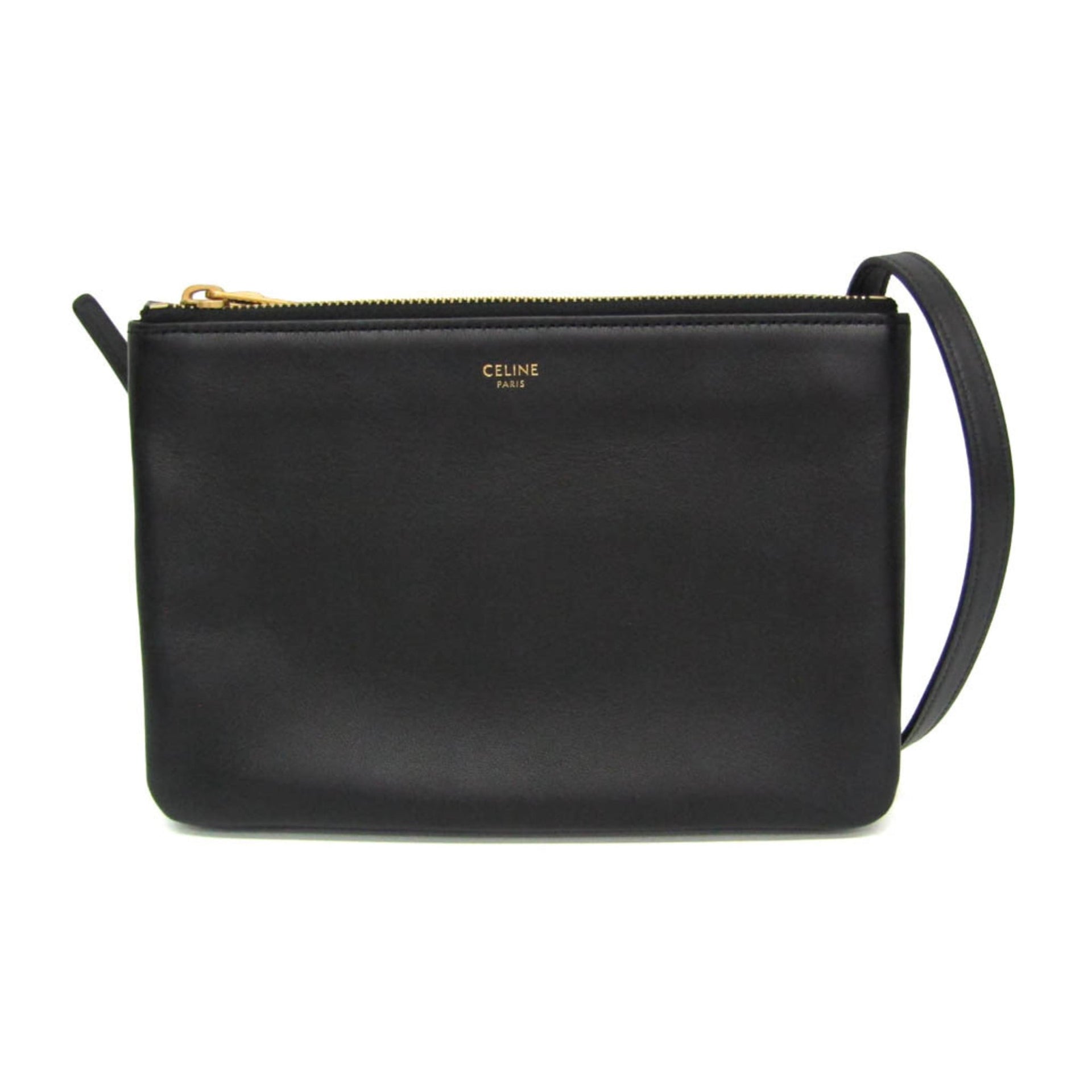 Celine Trio Small Women's Leather Shoulder Bag Black 1