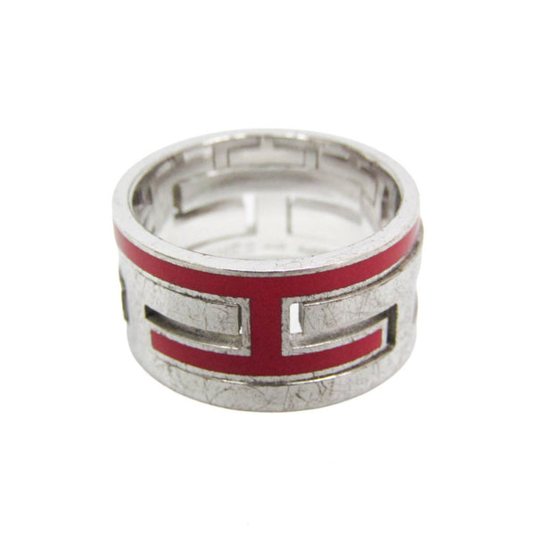 Hermes Move H Silver Fashion Band Ring Silver 1