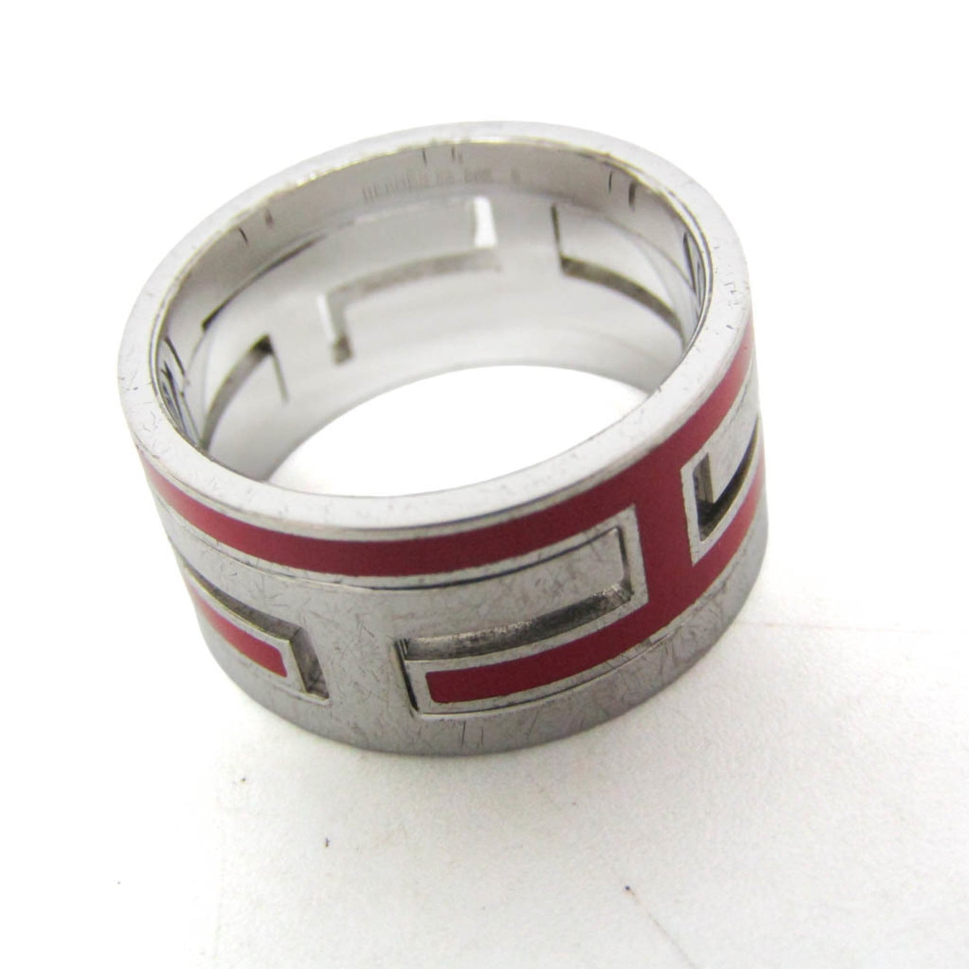 Hermes Move H Silver Fashion Band Ring Silver 4