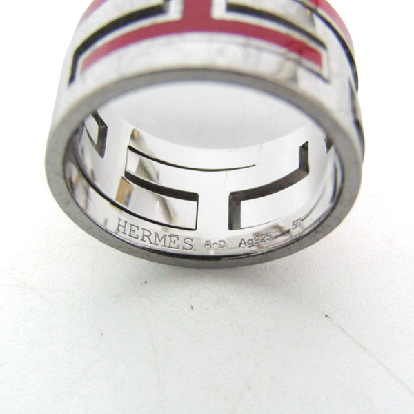 Hermes Move H Silver Fashion Band Ring Silver 6