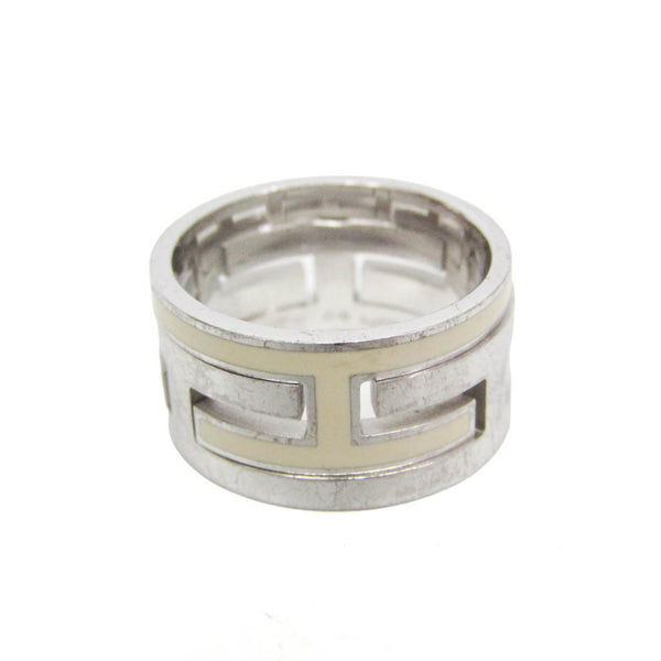 Hermes Move H Silver Fashion Band Ring Silver 1