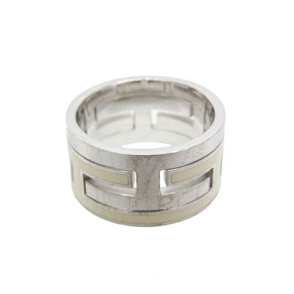 Hermes Move H Silver Fashion Band Ring Silver 2