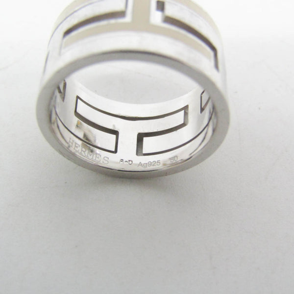 Hermes Move H Silver Fashion Band Ring Silver 6