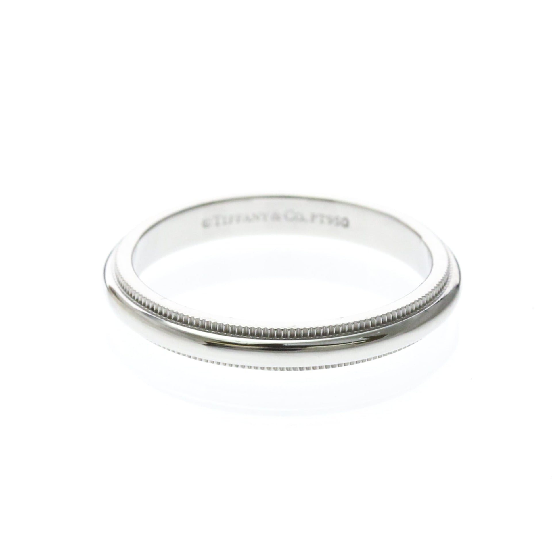 Tiffany Milgrain-Bandring, Platin, modischer Bandring ohne Stein, Silber 1
