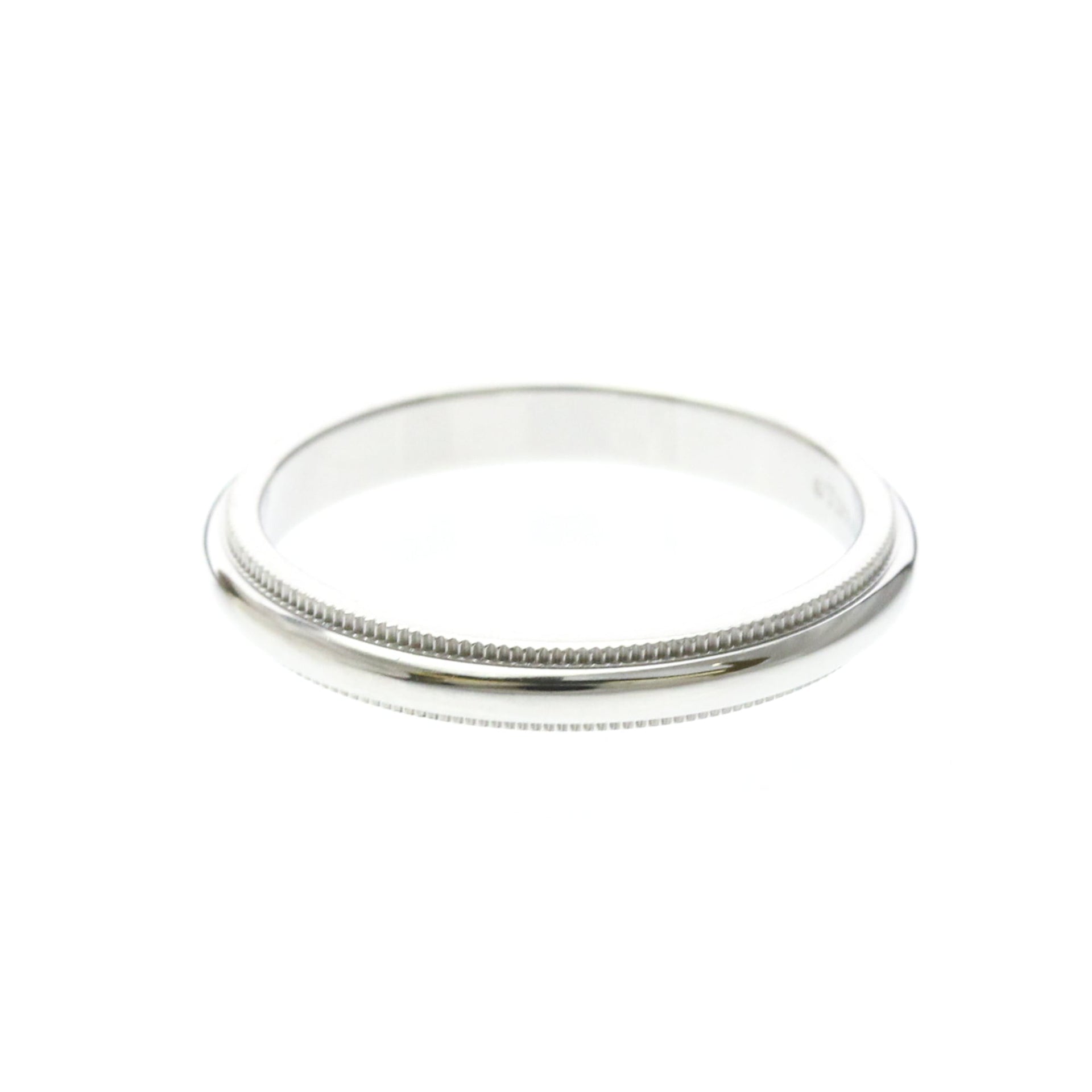 Tiffany Milgrain-Bandring, Platin, modischer Bandring ohne Stein, Silber 2