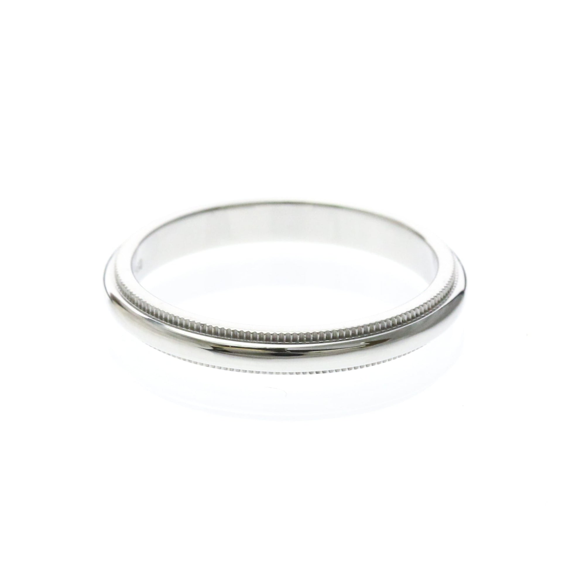 Tiffany Milgrain-Bandring, Platin, modischer Bandring ohne Stein, Silber 4