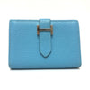Porte-cartes Hermès Béarn mini compact en cuir de chèvre Coromandel bleu pour femme